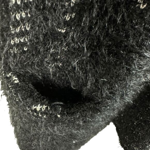 A. Moon Black White Checkered Long Sleeve Fuzzy Cardigan Pockets Size S - Picture 4 of 7